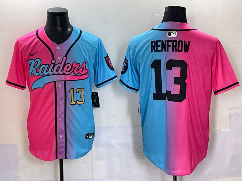 Men 2025 Oakland Raiders #13 Renfrow Blue pink Nike Limited NFL Jersey 004